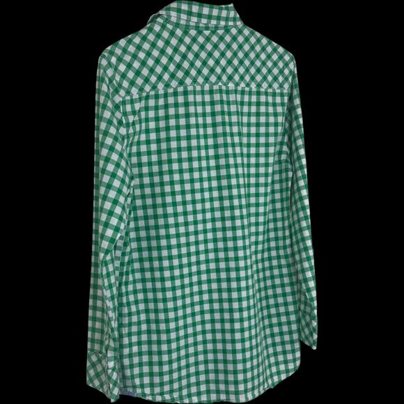 Eddie Bauer Kids XL Green White Gingham Plaid Long Sleeve Button Up Shirt Cotton - Picture 9 of 14